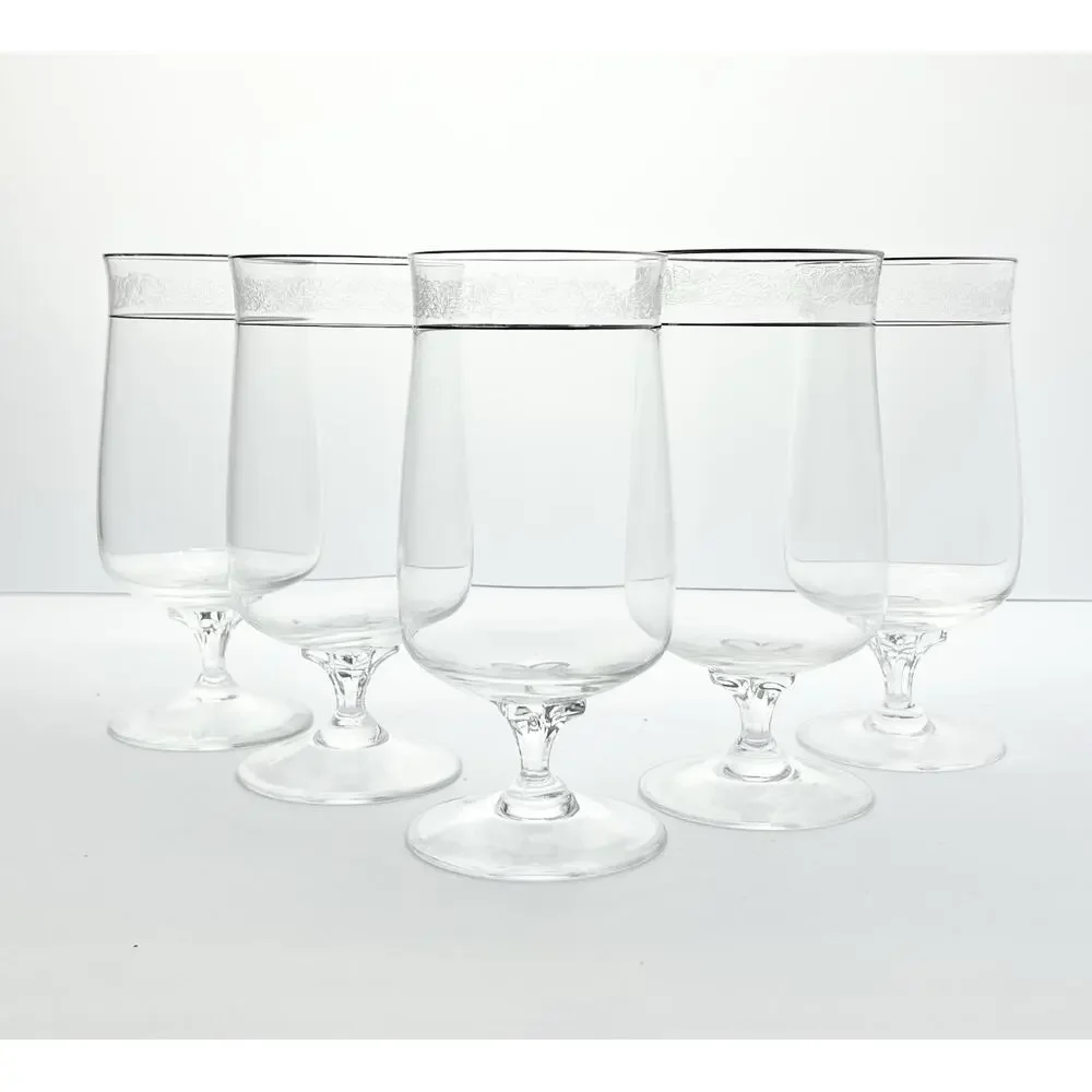 Lenox “Moonspun” Set of 5 Iced Tea Glasses 6 3/8” 15oz Signed